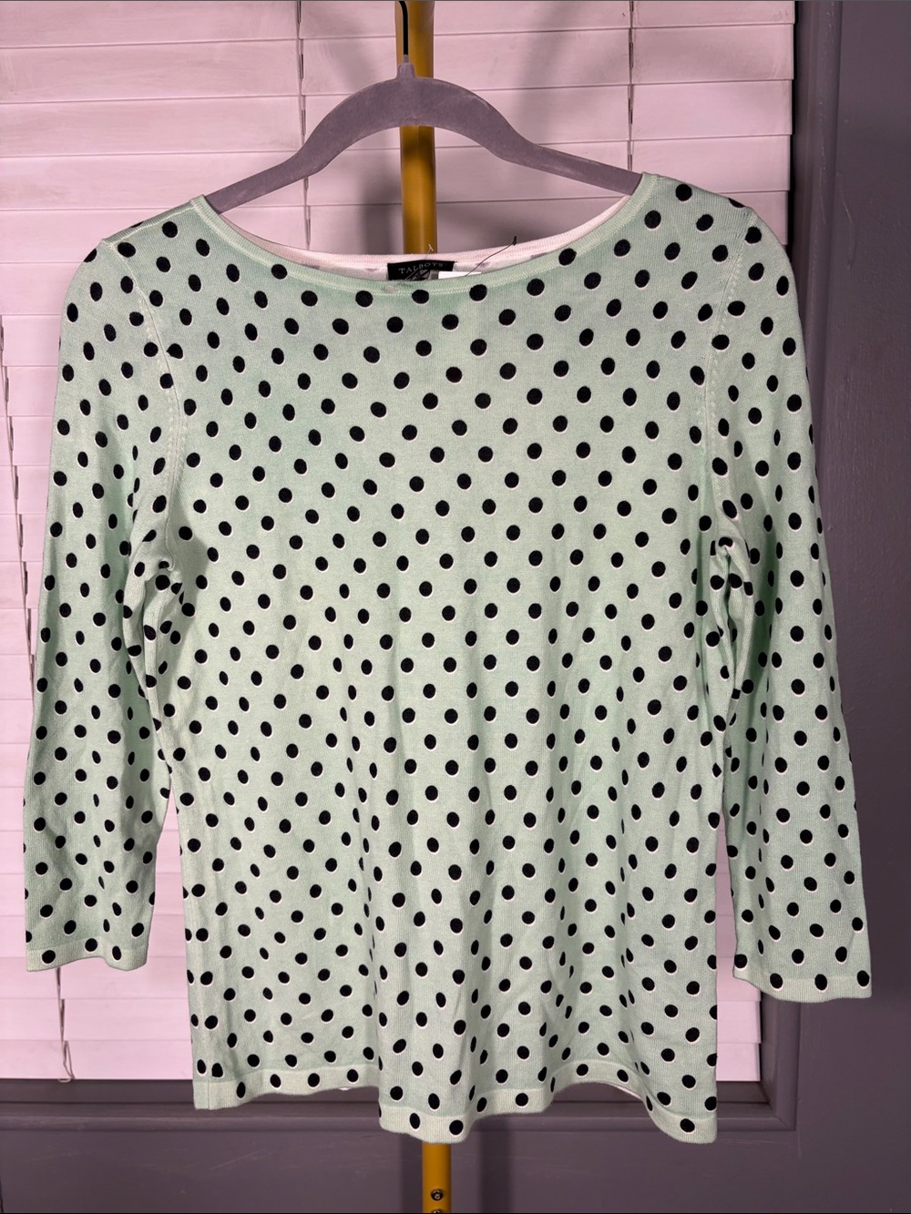 Talbots Mint Green Polka Dot Long Sleeve Tee